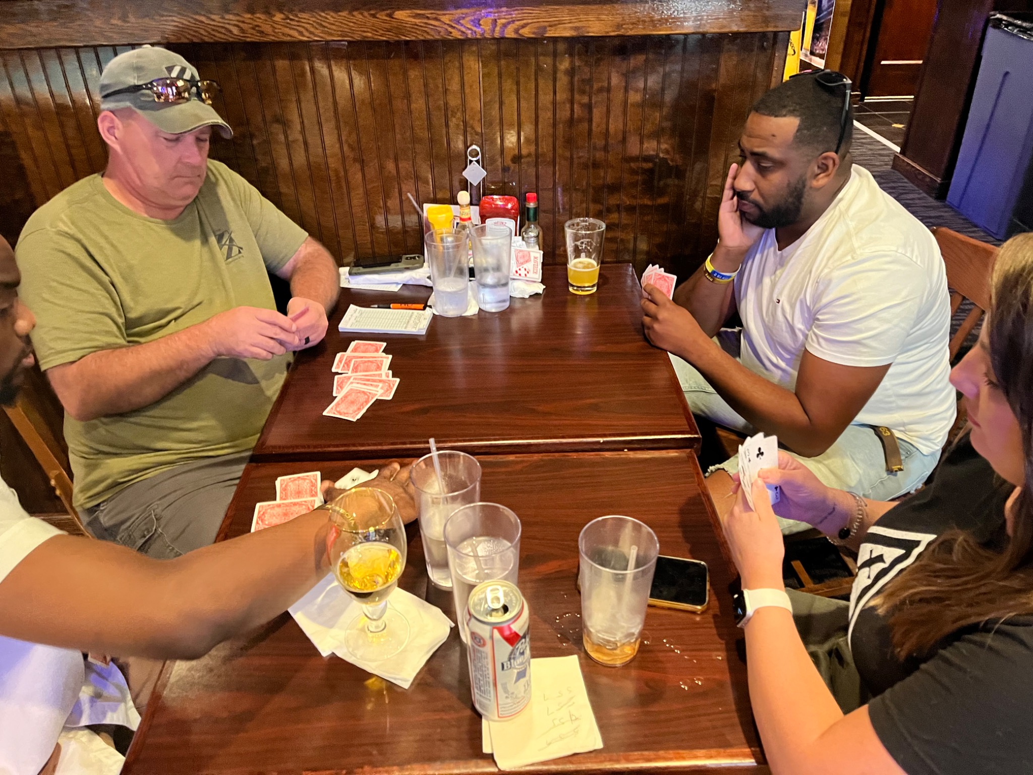 The improvised Spades game underway at Scotch and Scissors